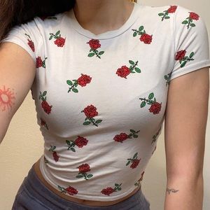 Rose printed crop top